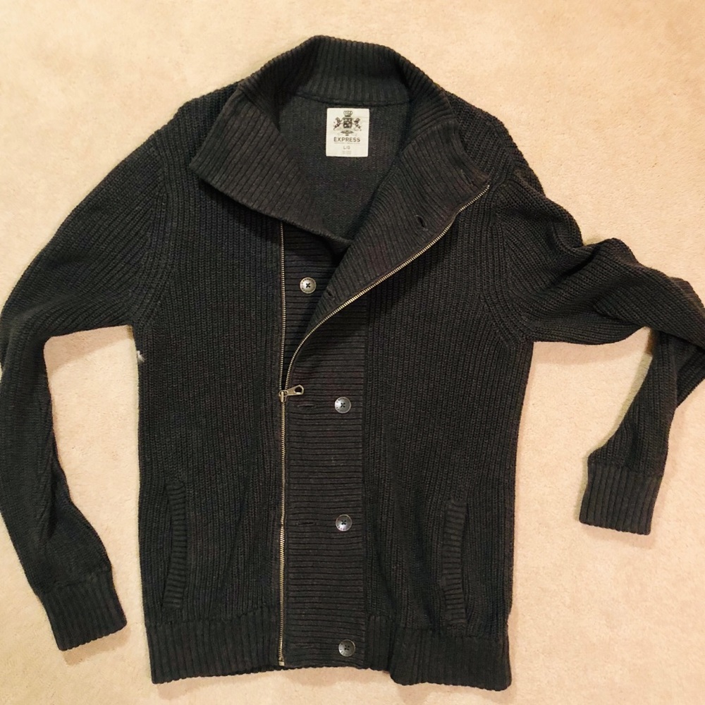 DOUBLE BUTTON + ZIP UP HEAVYWEIGHT SWEATER